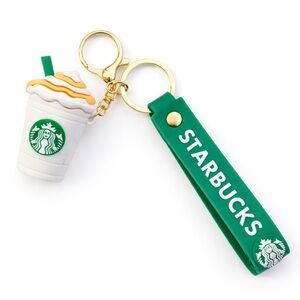 Starbucks Frappuccino Keychain Green Wristlet Charm Coffee Lover Gift Keys